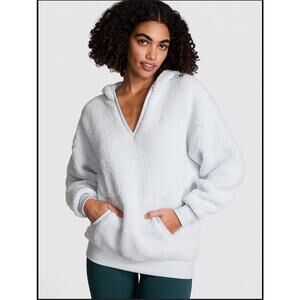 Victoria Secret PINK Oversized Cozy Pullover Fleece Hoodie Pink Berry Medium